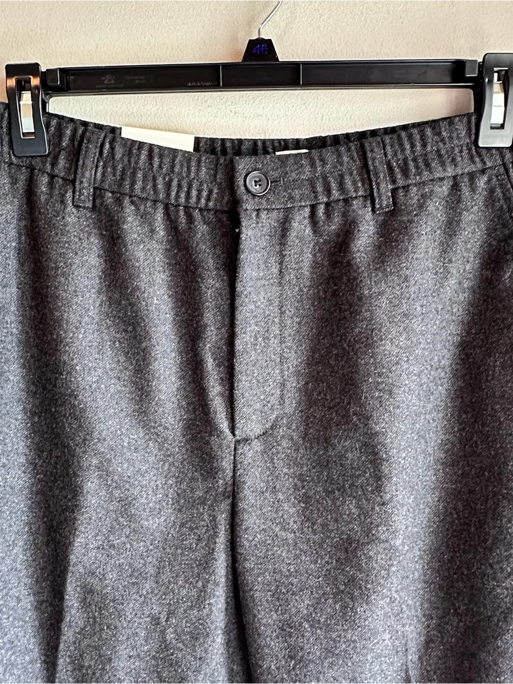 Banana Republic Elastic Waist Pants Charcoal Alfa Fi Wool Flannel
